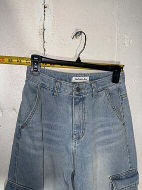 The Frankie Shop Women's Light Wash High-Rise Cargo Wide Leg Jeans